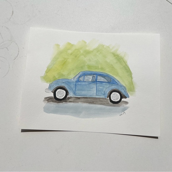 Watercolor painting of 1960’s VW BEETLE - Picture 3 of 3